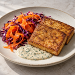 Cumin Tofu Pavé, Carrot Ribbons and Lemon–Tahini - Fresh Start 30: A Journey To Better Health Cumin Tofu Pavé, Carrot Ribbons and Lemon–Tahini